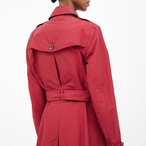 Burberry Brit Double Breasted Technical Cotton Trench Coat, Alizarin Crimson Red - Picture 4 of 17